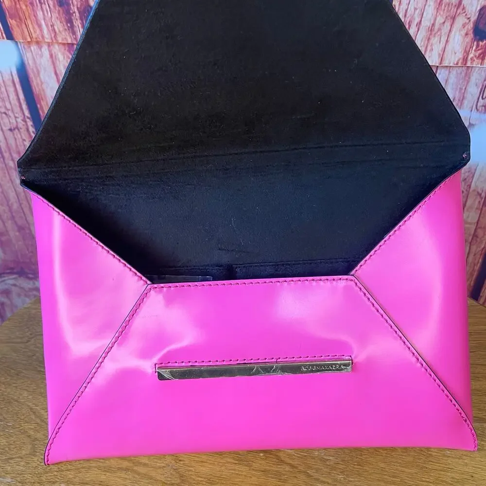 NWT BCBG Harlow Envelope Clutch Neon Hot Pink with Dustbag Barbie
